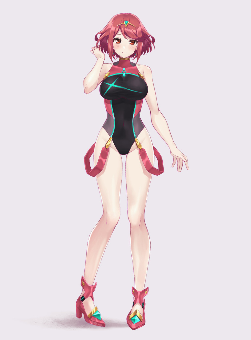 1girl, bangs, black_swimsuit, blush, breasts, full_body, highres, large_breasts