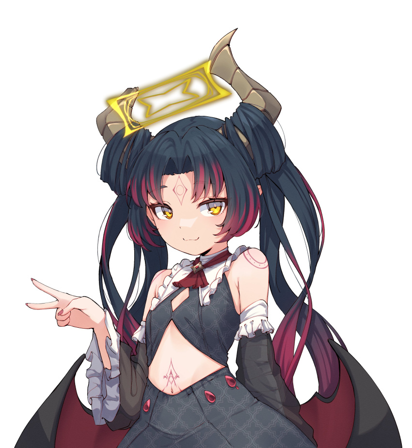 1girl, absurdres, ascot, bangs, black_dress, black_hair, brown_eyes, clothing_cutout