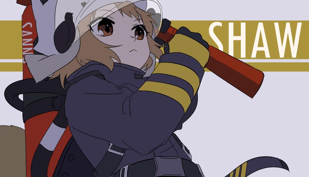 1girl, arknights, axe, belt, brown_eyes, brown_hair, commentary, cowboy_shot