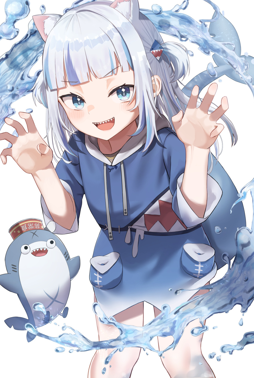 1girl, absurdres, animal_costume, animal_ears, animal_hood, bangs, blue_eyes, blue_hair