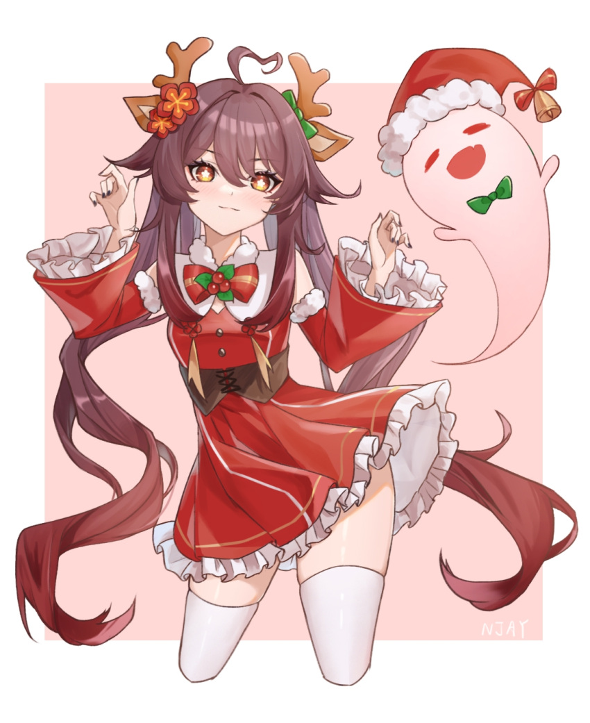 1girl, ahoge, alternate_costume, animal_ears, black_nails, blush, bow, bowtie