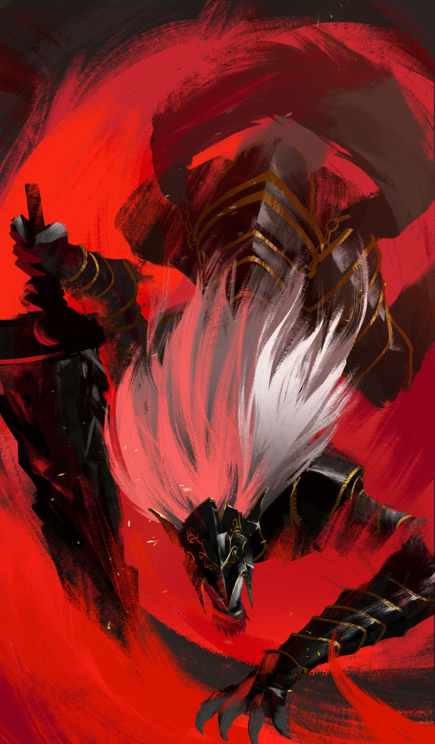 1boy, absurdres, all_fours, armor, elden_ring, fighting_stance, furry, furry_male