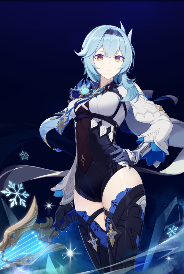 1girl, bangs, black_bodysuit, black_hairband, black_legwear, black_leotard, blue_background, blue_gloves