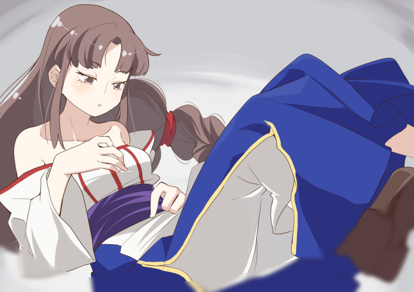 1girl, arc_the_lad, arc_the_lad_ii, bare_shoulders, braid, breasts, brown_eyes, brown_hair