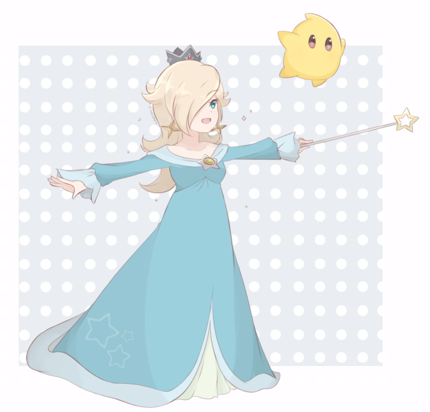 1girl, aqua_dress, aqua_eyes, blonde_hair, brooch, chocomiru, colored_eyelashes, cosplay
