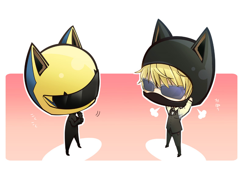 chibi, durarara!!, glasses, heiwajima_shizuo, helmet, kari_(cocktail_box), sunglasses, suzusara