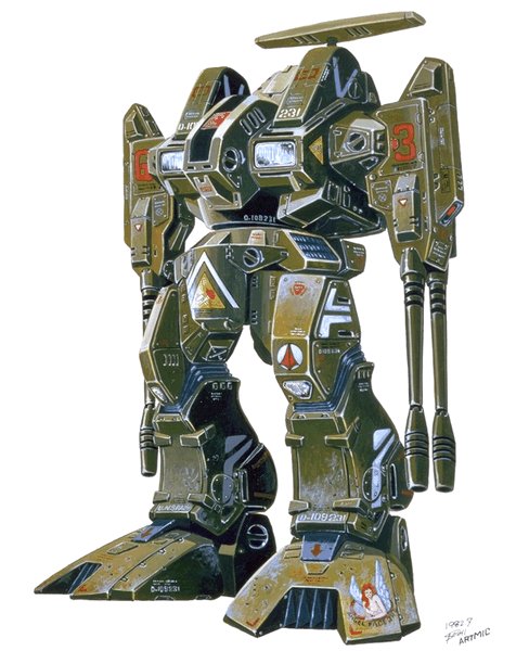 choujikuu_yousai_macross, defender, destroid, lowres, macross, mecha, miyatake_kazutaka, official_art