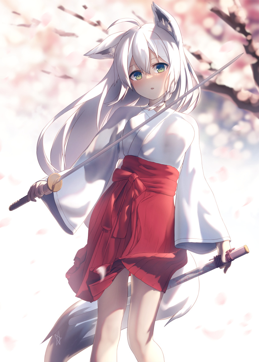 1girl, :o, absurdres, ahoge, animal_ear_fluff, animal_ears, bangs, blurry