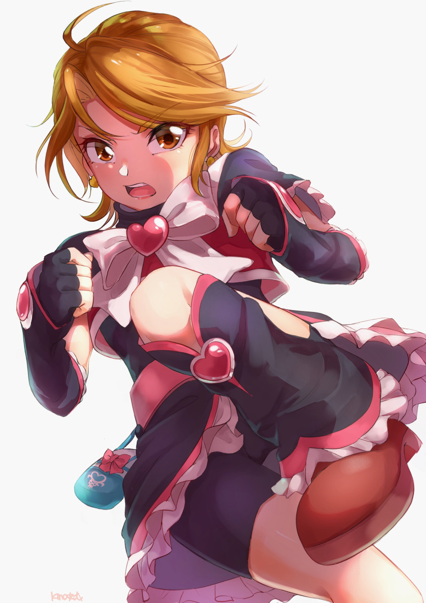 1girl, absurdres, ahoge, arm_warmers, bike_shorts, bike_shorts_under_skirt, black_gloves, black_legwear