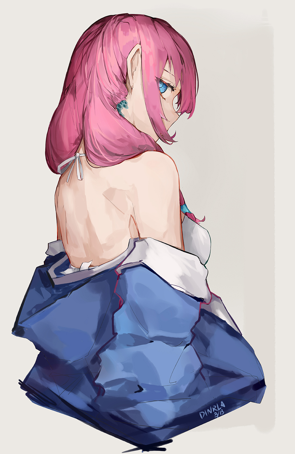 1girl, arknights, bangs, bare_shoulders, bikini, blue_eyes, blue_jacket, blue_poison_(arknights)