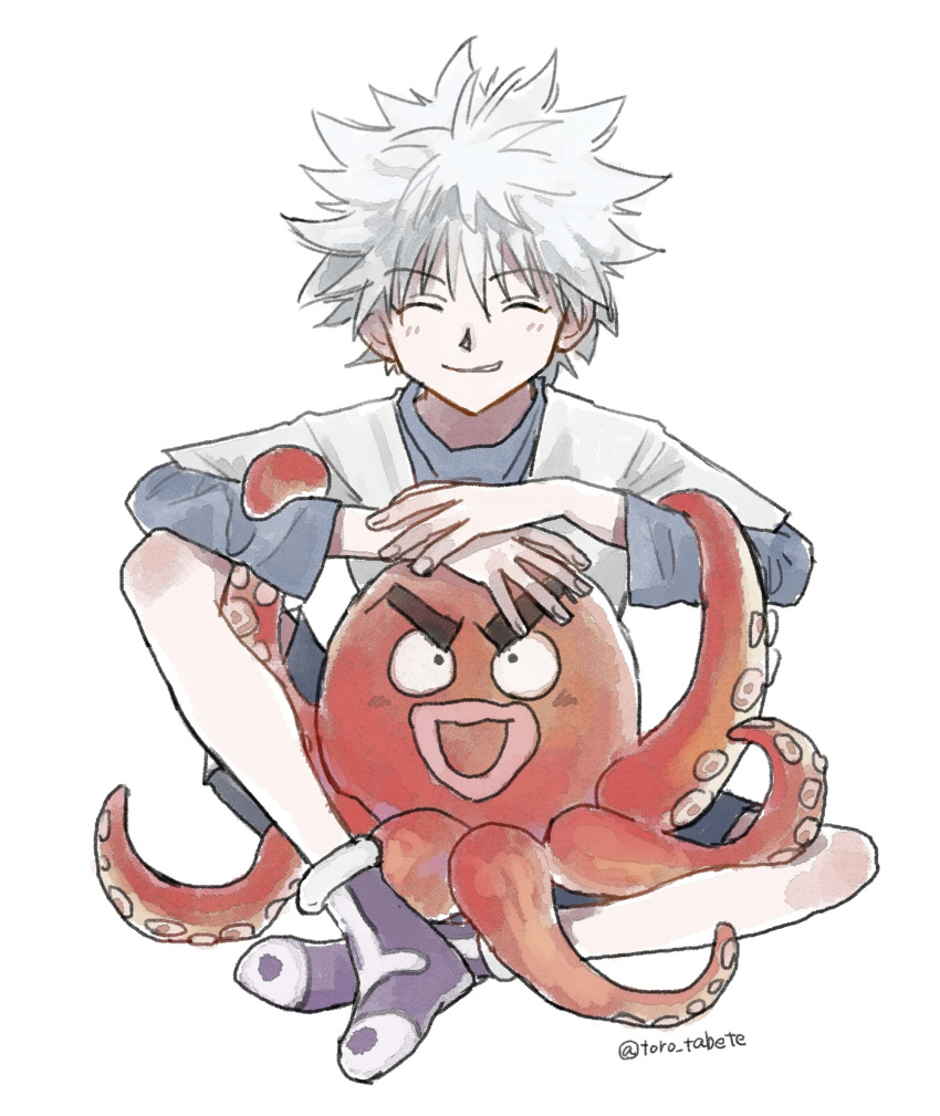 1boy, 1other, ^_^, closed_eyes, highres, hunter_x_hunter, ikalgo, killua_zoldyck