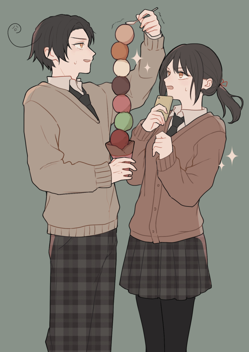 1boy, 1girl, 5ya_ngi, ahoge, alternate_costume, arm_up, axis_powers_hetalia, black_hair