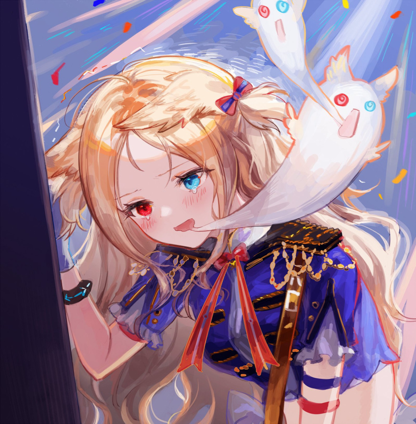1girl, against_wall, animal_ear_fluff, archetto_(arknights), archetto_(publicity_strategy)_(arknights), arknights, bangs, blue_background