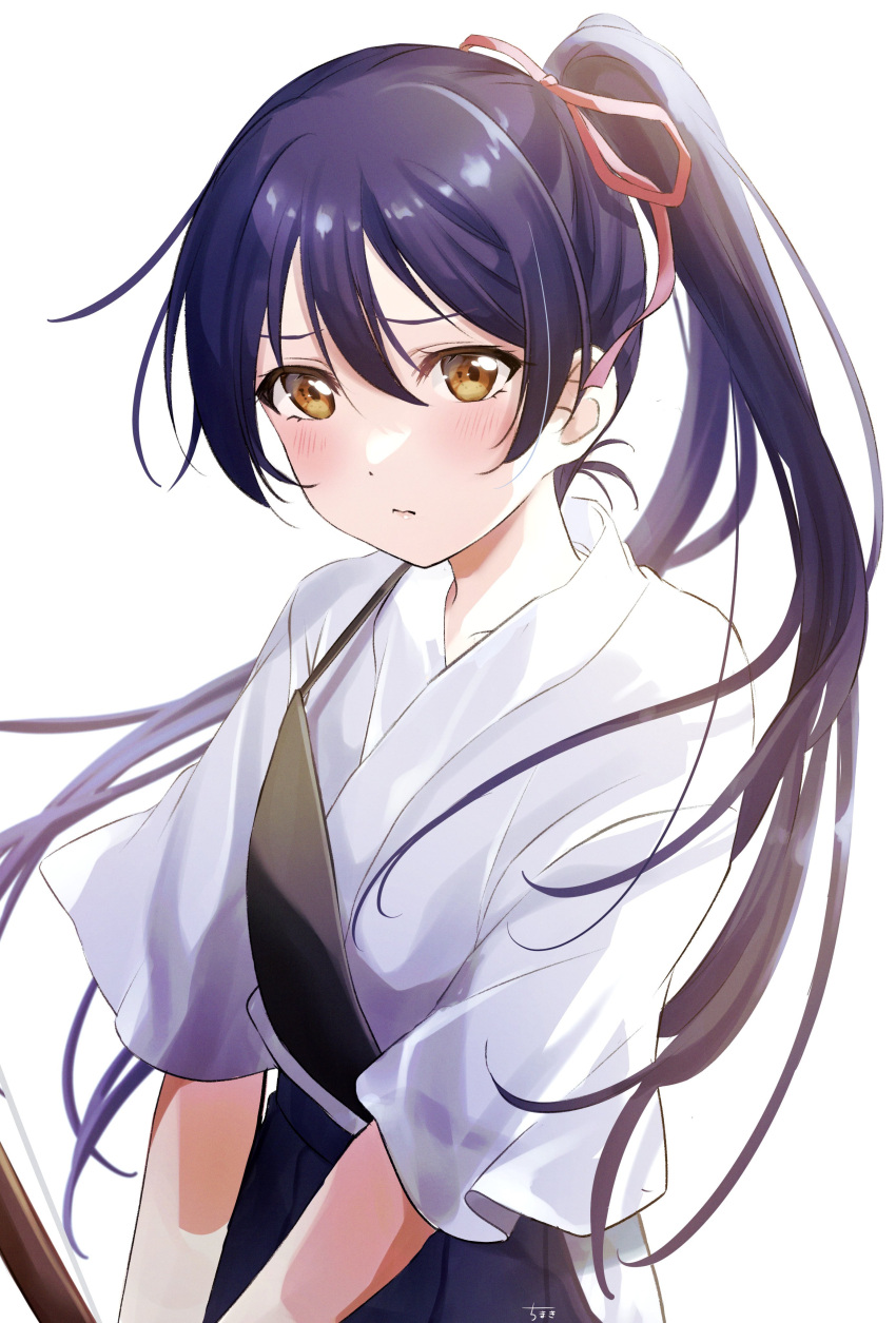 absurdres, archery, arrow_(projectile), bangs, blue_hair, bow_(weapon), fuyuu310, highres