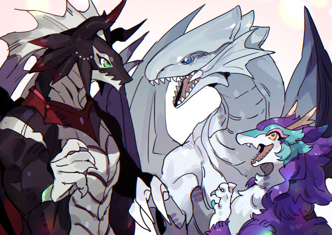azaya_(kuroi_azaya), blue-eyes_white_dragon, blue_eyes, claws, dragon, dragonmaid_nudyarl, dragonmaid_sheou, duel_monster