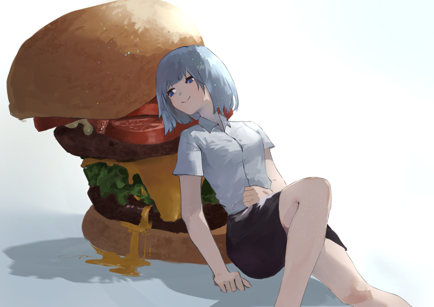 1girl, absurdres, bangs, bare_arms, bare_legs, blue_eyes, blue_hair, blunt_bangs
