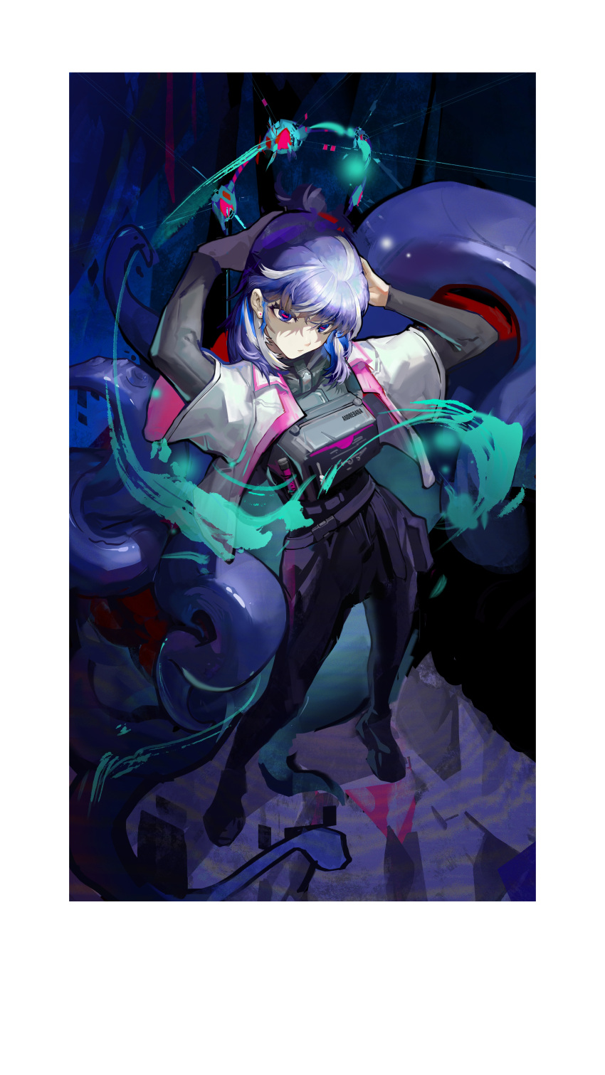 1girl, absurdres, alternate_costume, andreana_(arknights), arknights, armor, aura, belt