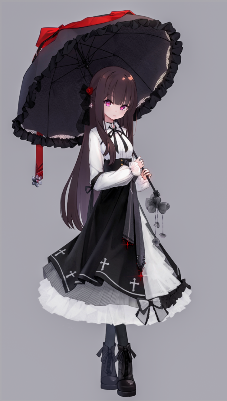 1girl, ai_floverse, arm_ribbon, bangs, beads, black_choker, black_footwear, black_legwear