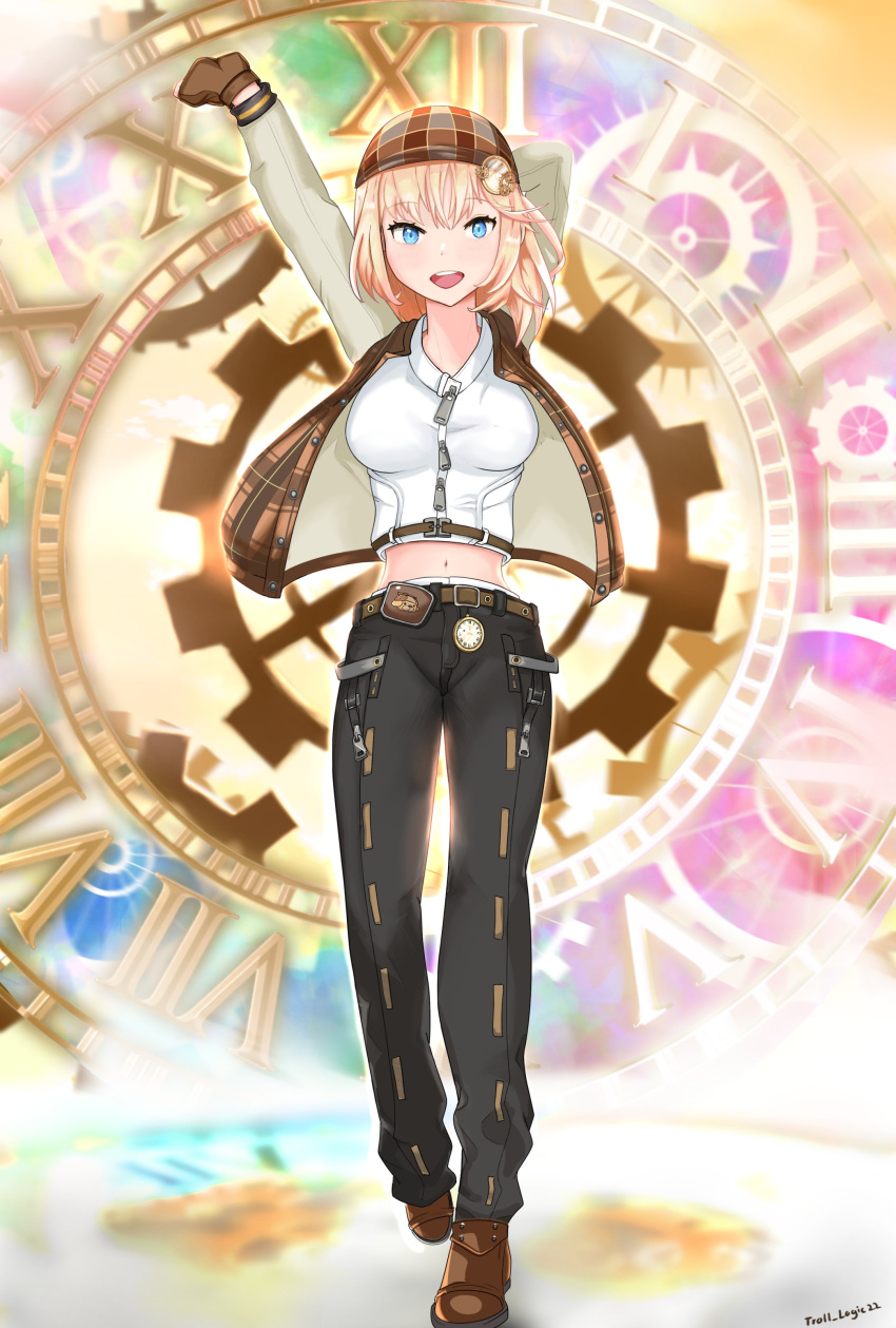 absurdres, axl_low, bandana, belt, belt_buckle, black_pants, blonde_hair, brown_footwear
