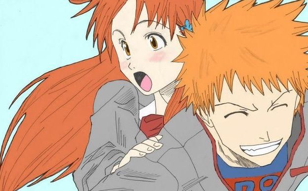bleach, brown_eyes, couple, ichigo, ichigo_kurosaki, inoue, inoue_orihime, kurosaki
