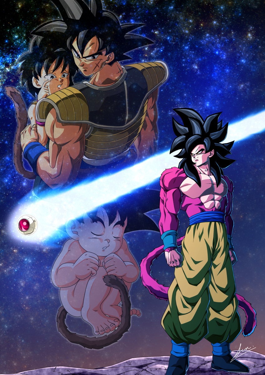 absurdres, armor, baby, bardock, black_hair, body_fur, dragon_ball, dragon_ball_gt