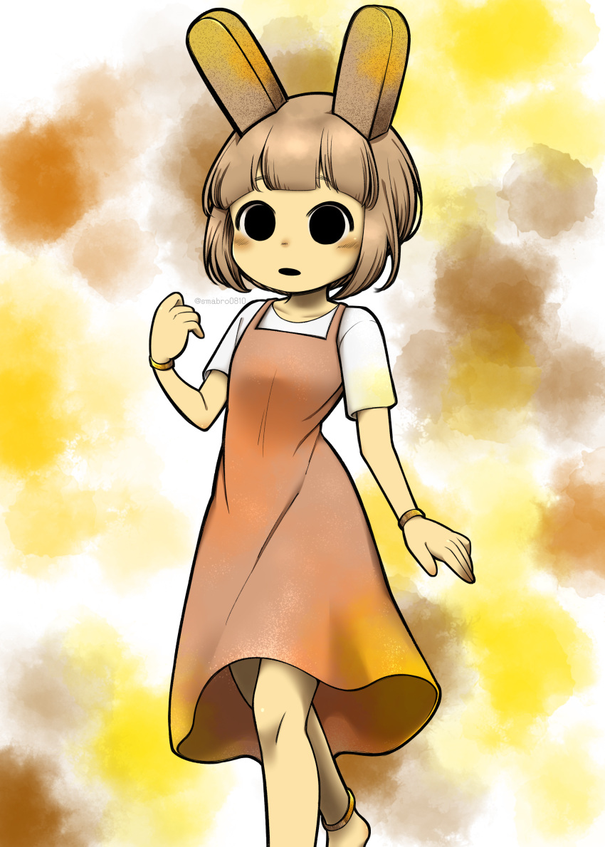 1girl, absurdres, animal_crossing, animal_ears, artist_request, bangs, black_eyes, bracelet