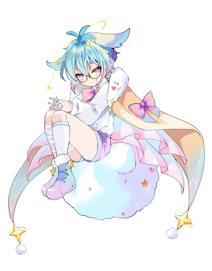 1boy, androgynous, animal_ears, axia_(03400441), blue_(vtuber), blue_hair, cat_boy, cat_ears