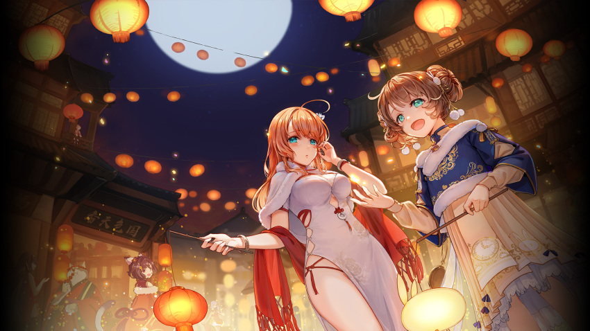 1boy, 3girls, aihara_mai, animal_ears, artist_request, bands, blonde_hair, blue_eyes