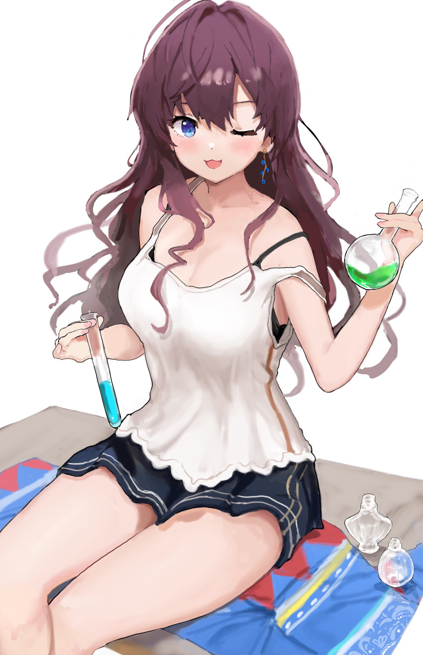 1girl, :3, :d, absurdres, bangs, bare_arms, bare_legs, bare_shoulders