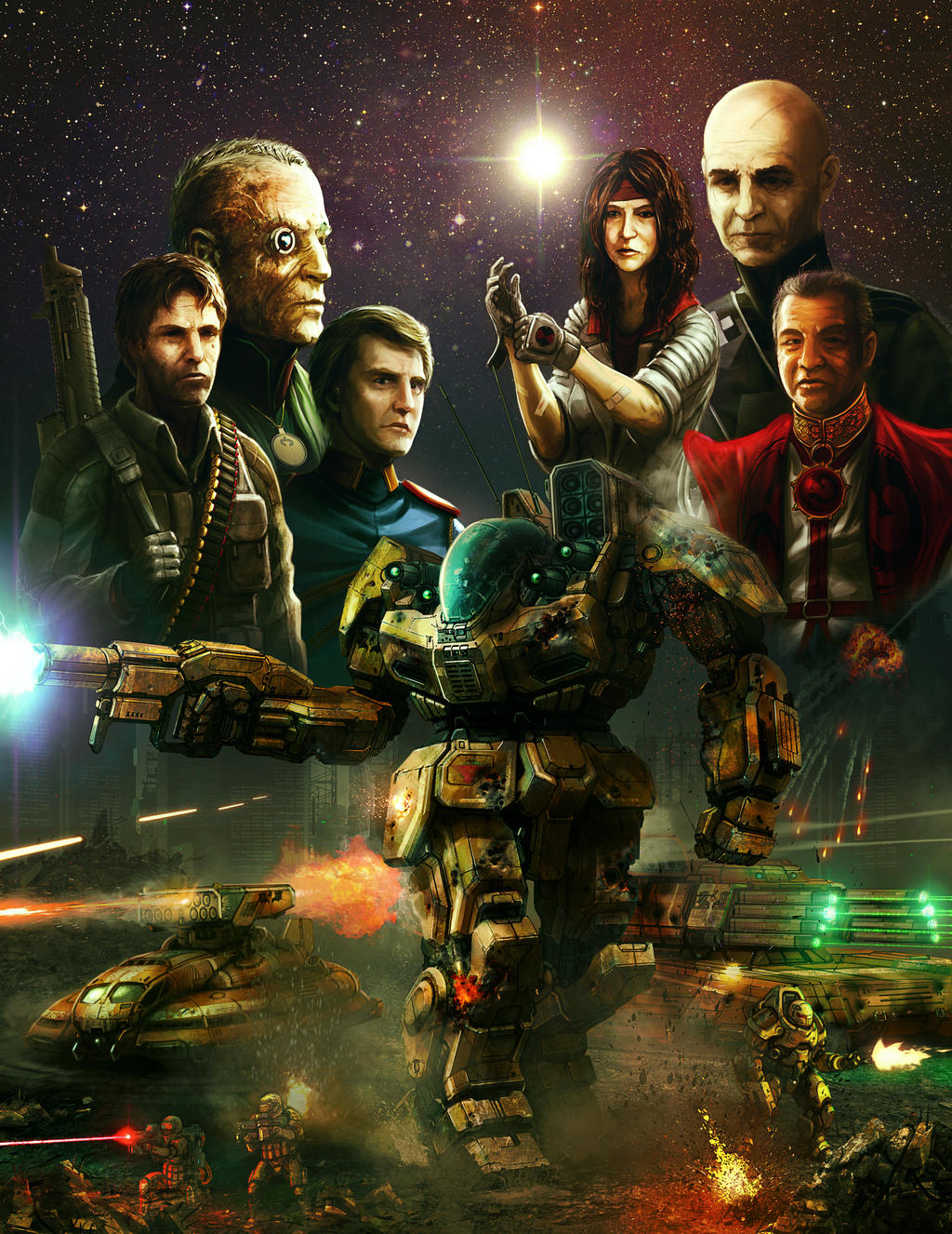 alexander_iglesias, assault_rifle, battle, battlefield, battlemaster_(battletech), battletech, damaged, ground_vehicle