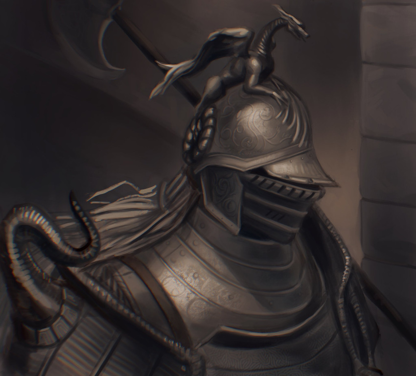 1other, armor, banished_knight, breastplate, brown_theme, elden_ring, full_armor, halberd