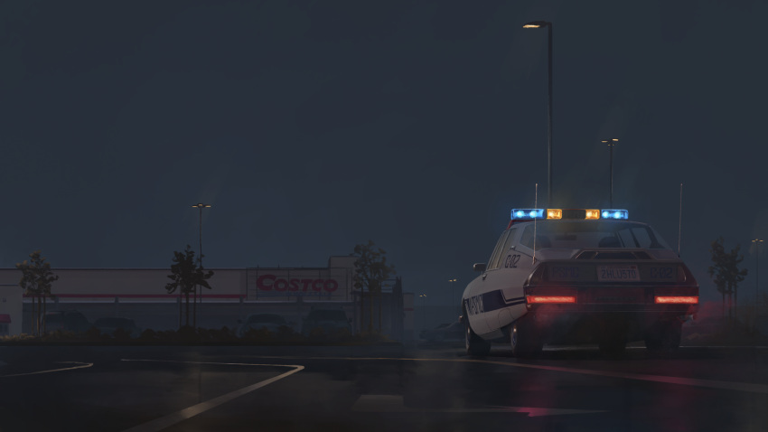 america, bush, car, citroen, commentary_request, ground_vehicle, highres, lamppost