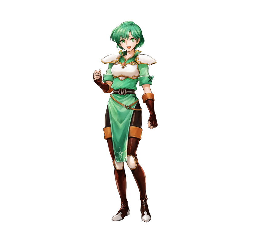 1girl, absurdres, armor, bangs, belt, boots, breastplate, clenched_hand