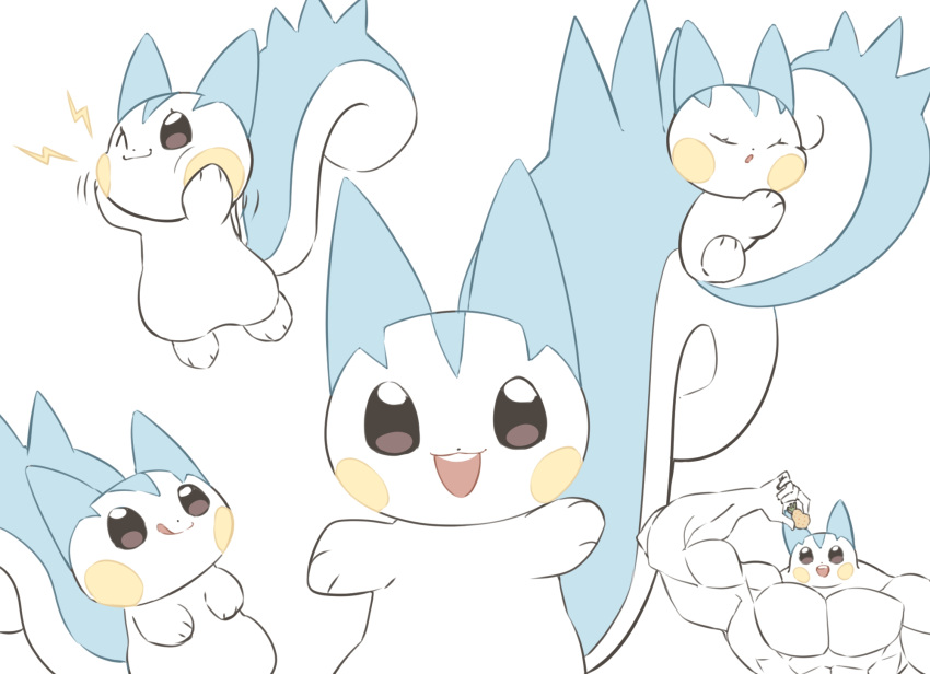 :d, ;), ;q, arm_up, berry_(pokemon), brown_eyes, closed_mouth, commentary_request