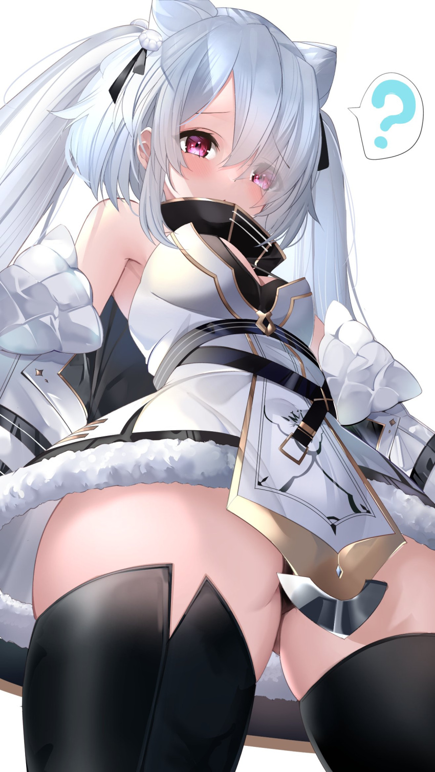 ?, azur_lane, bare_shoulders, belt, black_legwear, black_neckwear, black_ribbon, dress