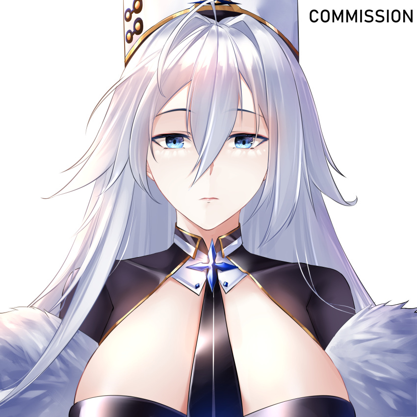 1girl, absurdres, azur_lane, bangs, between_breasts, black_necktie, blue_eyes, breasts