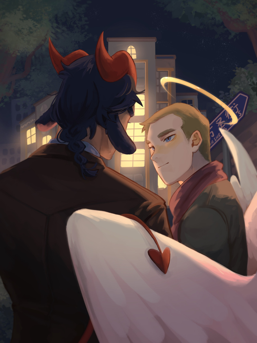 2boys, absurdres, akairosu, animal_ears, black_hair, blush, coat, dark_skin