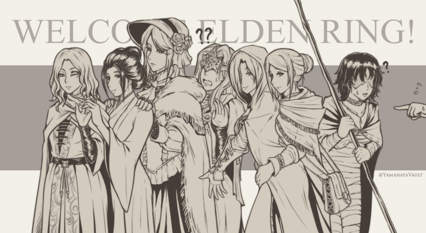 1other, 6+girls, ?, anastacia_of_astora, ascot, bag, bandages, bangs
