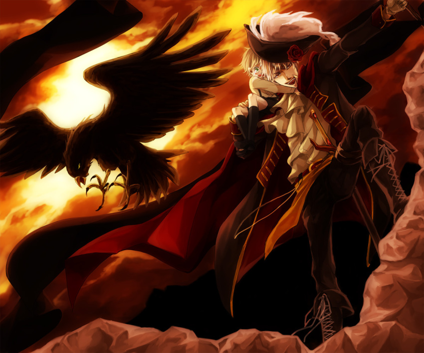 axis_powers_hetalia, bird, blonde_hair, child, coat, dutch_angle, flower, germany_(hetalia)