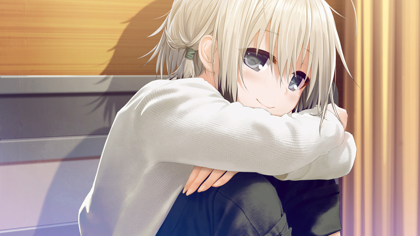 1girl, ai_(re:lief), bangs, black_pants, closed_mouth, eyebrows_visible_through_hair, game_cg, grey_eyes