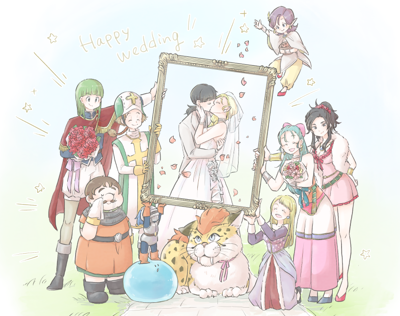 bella_(dq5), bianca_(dq5), blonde_hair, borongo, braid, bridal_veil, deborah_(dq5), dragon_quest