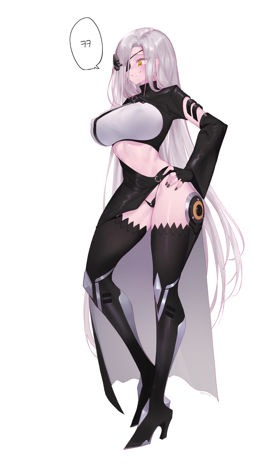 1girl, absurdres, alchemist_(girls'_frontline), black_footwear, black_gloves, black_legwear, black_nails, black_panties