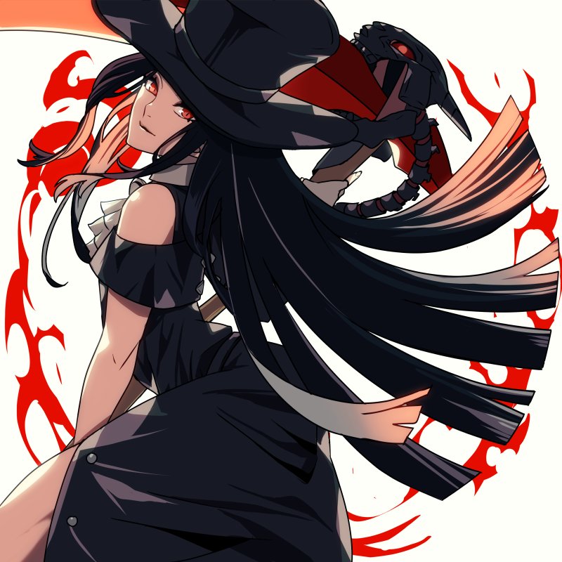 1other, androgynous, ascot, black_dress, black_hair, dress, fingerless_gloves, gloves