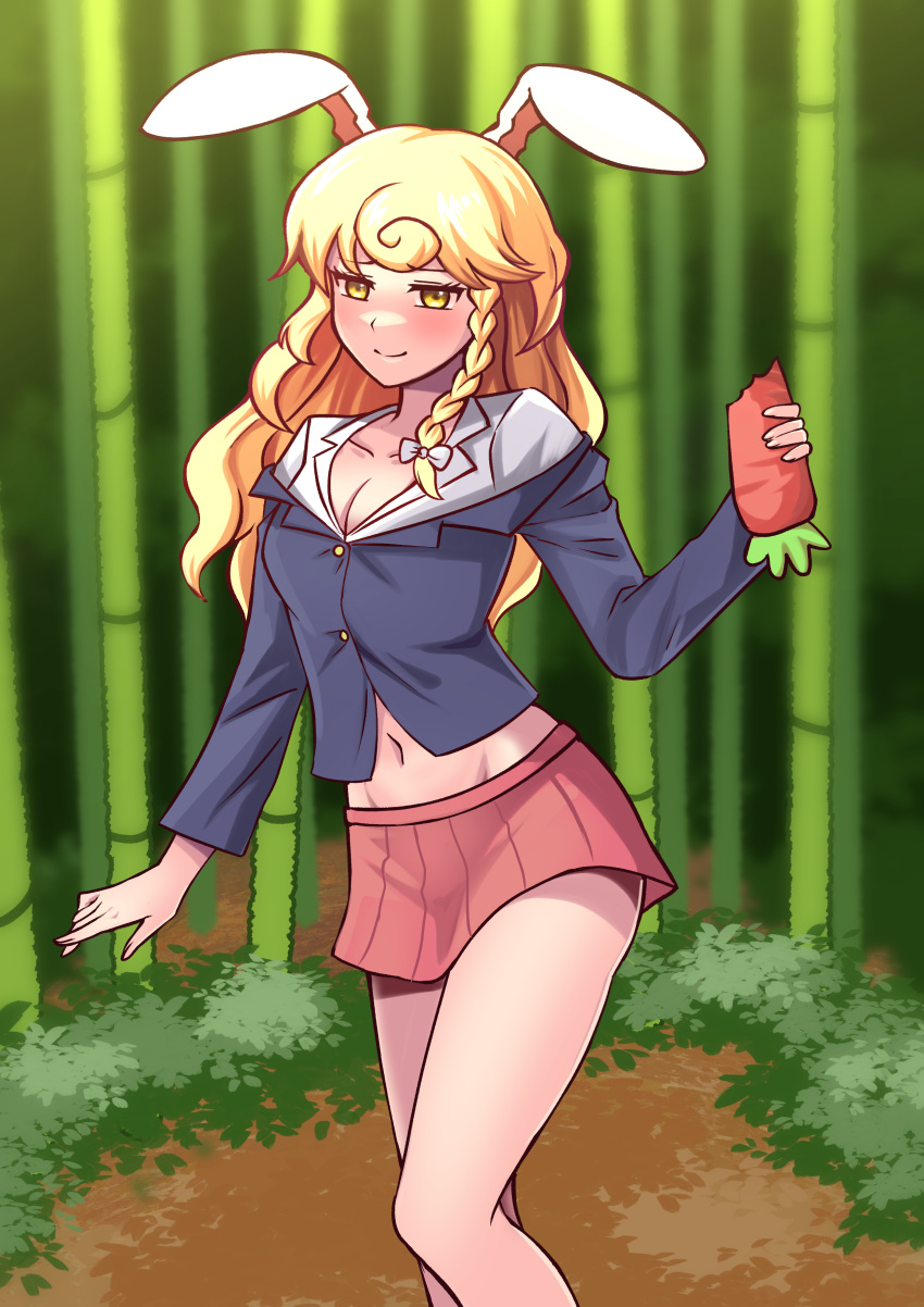 1girl, :3, absurdres, alternate_costume, animal_ears, bamboo, bamboo_forest, bangs