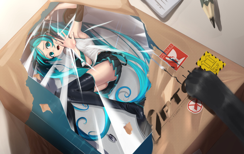 1girl, 999_ducati, absurdres, animal, aqua_eyes, aqua_hair, aqua_necktie, armpits