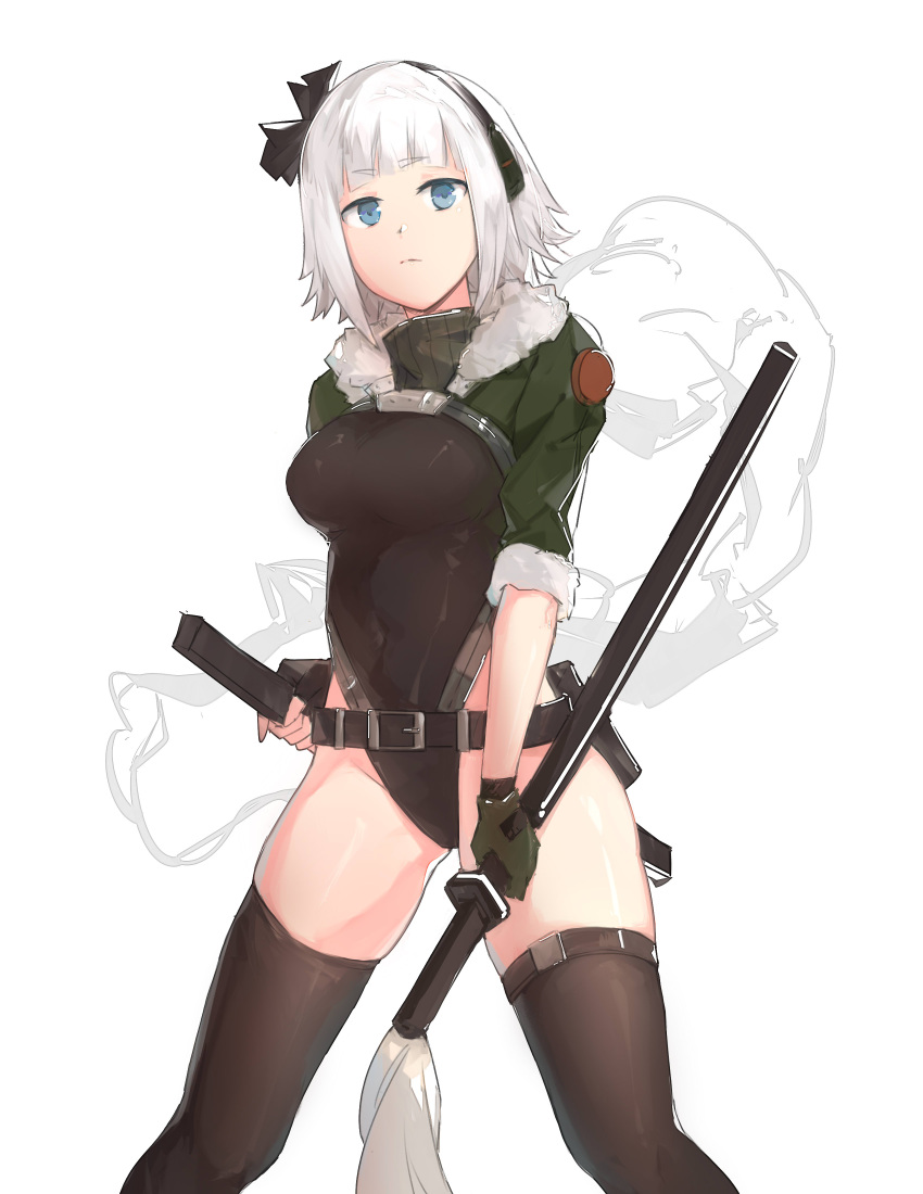 1girl, absurdres, bangs, blue_eyes, blunt_bangs, breasts, commentary_request, expressionless