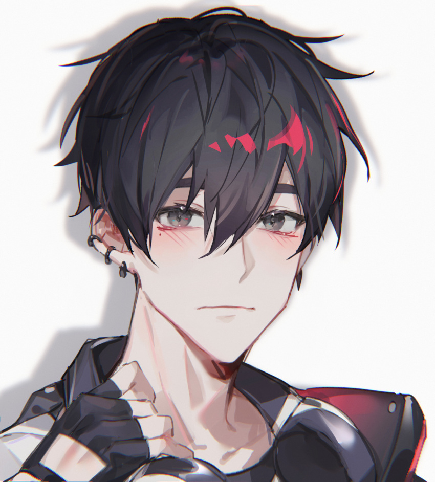 1boy, bangs, black_gloves, black_hair, blush, buried_stars, chinese_commentary, clip_studio_paint_(medium)