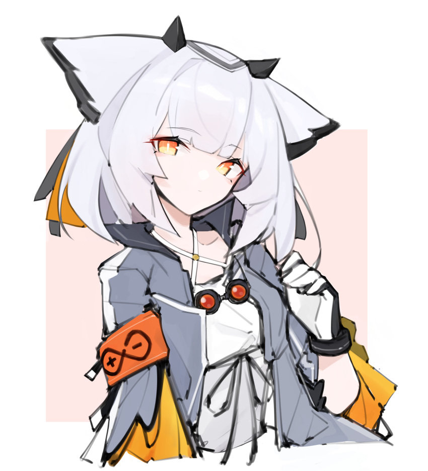 1girl, absurdres, animal_ears, arknights, armband, bangs, collarbone, commentary_request