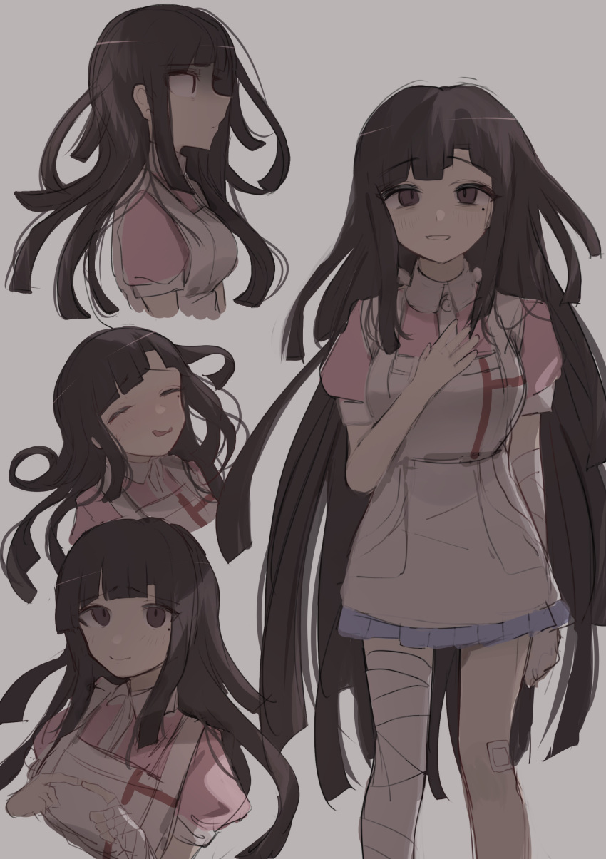 1girl, 5_106y, absurdres, apron, bandages, bandaid, bandaid_on_leg, bangs