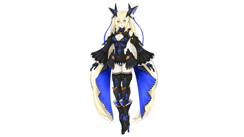 1girl, absurdly_long_hair, artist_request, bangs, blonde_hair, breasts, cleavage_cutout, clothing_cutout